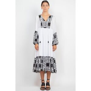 BTFL-Life Embroidered Long Sleeve Border Print Shift Dress Size L